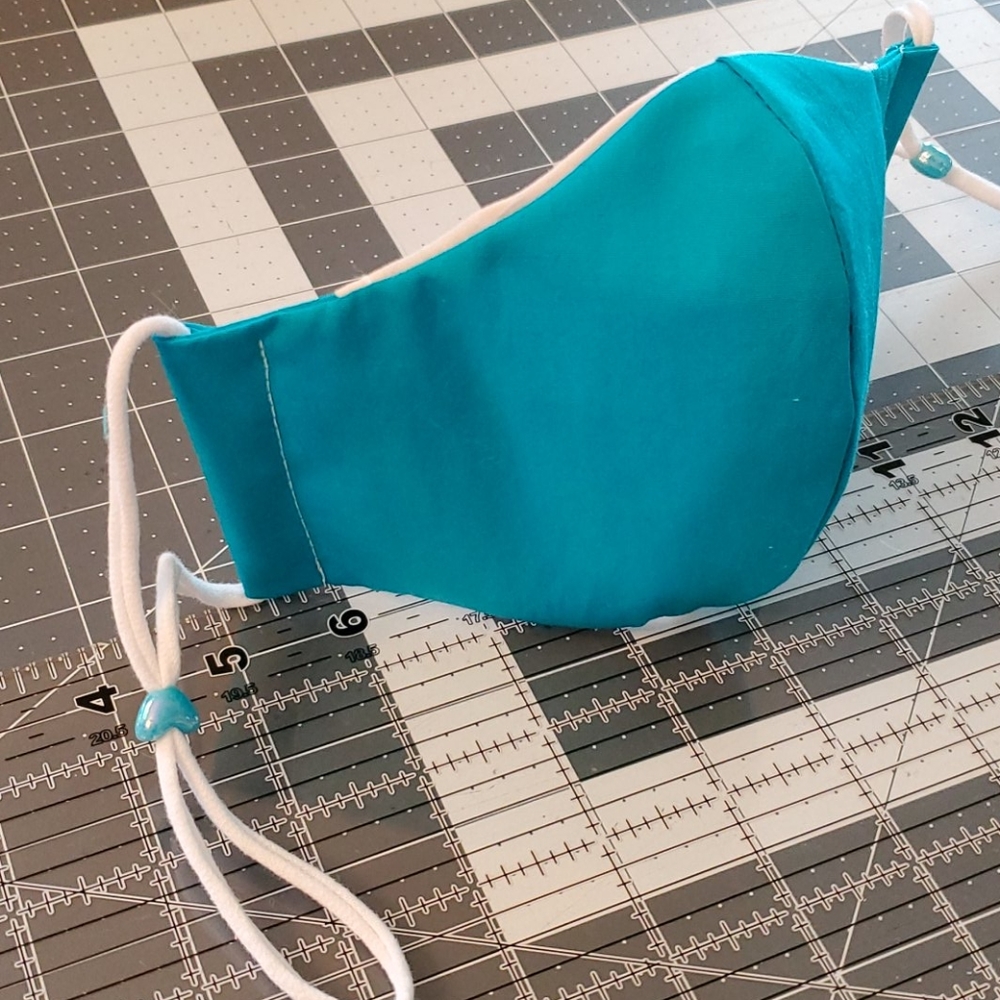 Shaped Turquoise Cotton Face Mask with Pocket
